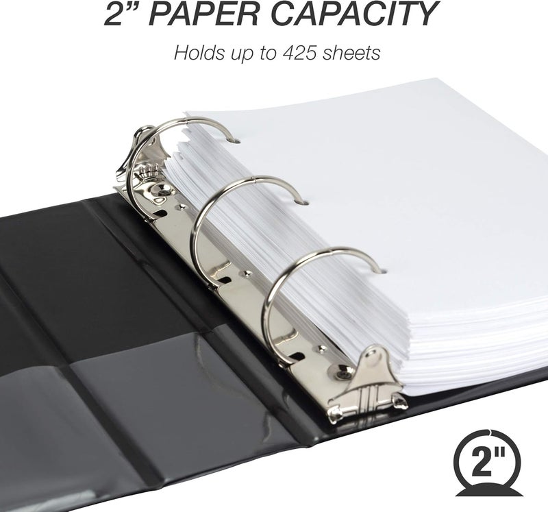 Samsill Economy 2 Inch Mini 3 Ring Binder Made in The USA 91 x 75 Round Ring Binder NonStick Customizable Cover Black - Image 4