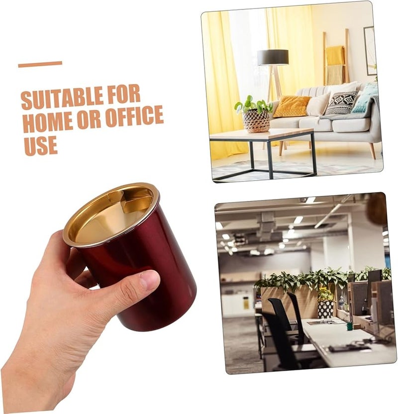 2pcs Windproof Stainless Steel Smokeless Ashtray with Lid Crimson and Ebony for Outdoor Patio Desktop Office - Image 4