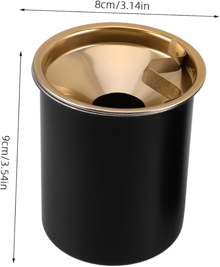 2pcs Windproof Stainless Steel Smokeless Ashtray with Lid Crimson and Ebony for Outdoor Patio Desktop Office - Image 3