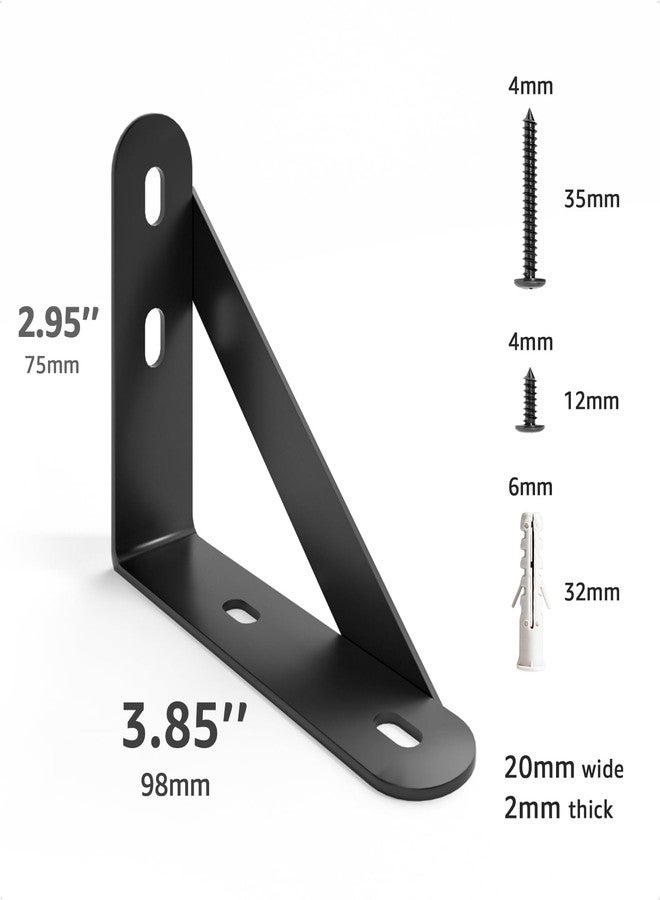 COCOYA 4x3" Shelf Brackets 6-Pack, Shelf Support Shelf Holder Steel Wall Mount Heavy Duty Small L Shape Triangle 90 Degree Metal Black with Screws Anchors Soporte de Estante - Image 4
