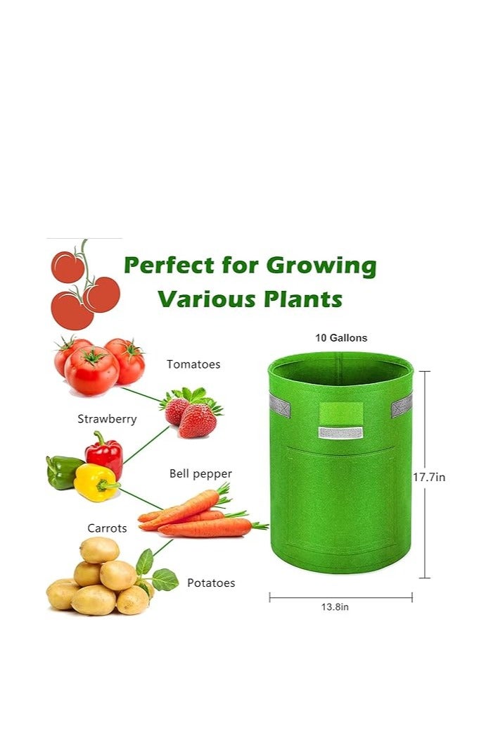 XILILAI 2 Pcs 10 Gallon Potato Grow Bags, Planting Bags - Premium Breathable Nonwoven Cloth Vegetable Grow Bags with Handles & Access Flap for Potato/Plant Container/Aeration Fabric Pots - Image 2