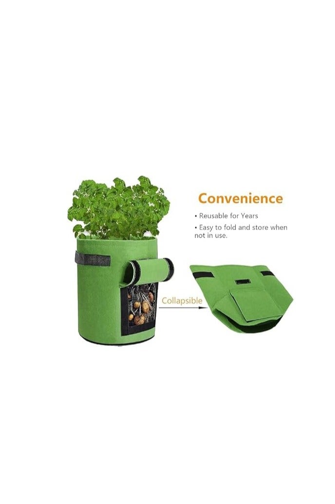 XILILAI 2 Pcs 10 Gallon Potato Grow Bags, Planting Bags - Premium Breathable Nonwoven Cloth Vegetable Grow Bags with Handles & Access Flap for Potato/Plant Container/Aeration Fabric Pots - Image 3