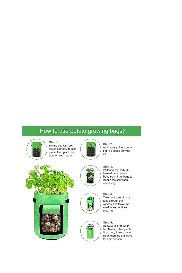 XILILAI 2 Pcs 10 Gallon Potato Grow Bags, Planting Bags - Premium Breathable Nonwoven Cloth Vegetable Grow Bags with Handles & Access Flap for Potato/Plant Container/Aeration Fabric Pots - Image 4