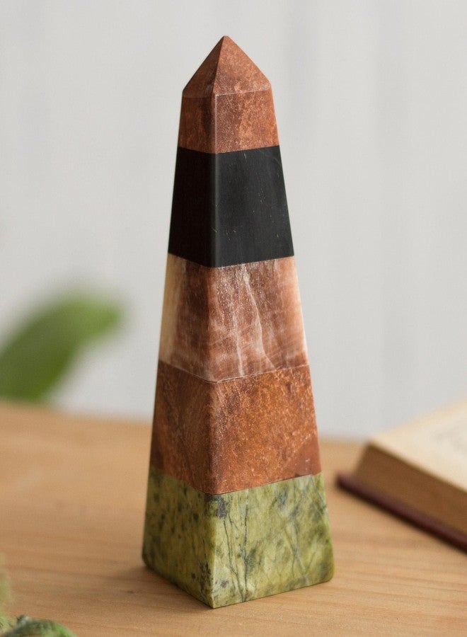 NOVICA Multicolor Natural Gemstone Geometric Sculpture, 4.7" Tall, 'Energy Obelisk' - Image 4