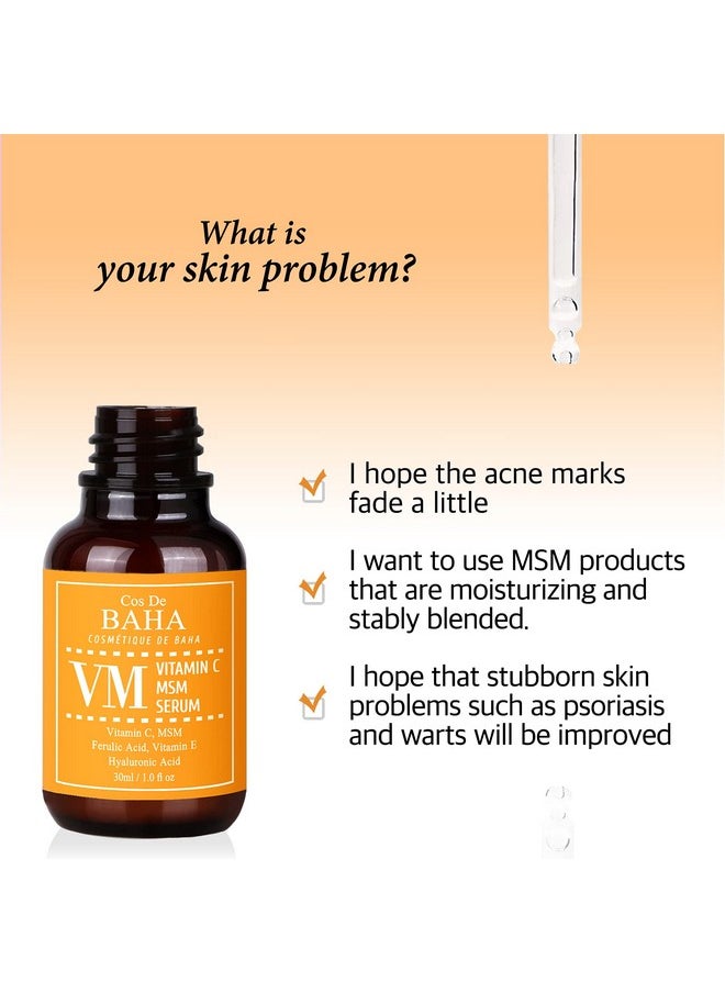 Cos De BAHA - Vitamin C Facial Serum With Msm For Fades Age Spots Smoothing Fine Lines + Dark Spots Pore Refining Resurfacing 1 Fl Oz (30Ml) - Image 1