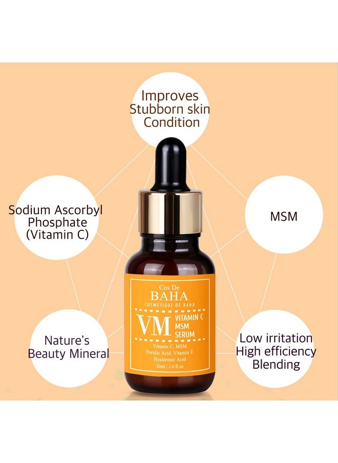 Cos De BAHA - Vitamin C Facial Serum With Msm For Fades Age Spots Smoothing Fine Lines + Dark Spots Pore Refining Resurfacing 1 Fl Oz (30Ml) - Image 1