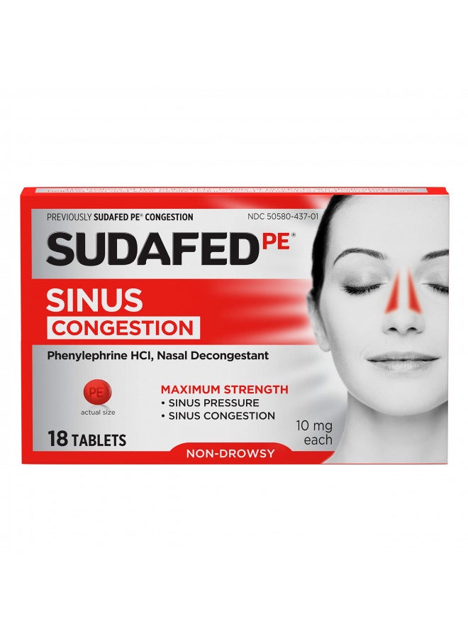 Sudafed Sudafed PE Sinus Congestion Maximum Strength Non-Drowsy Decongestant Tablets, 18 ct  - Image 2