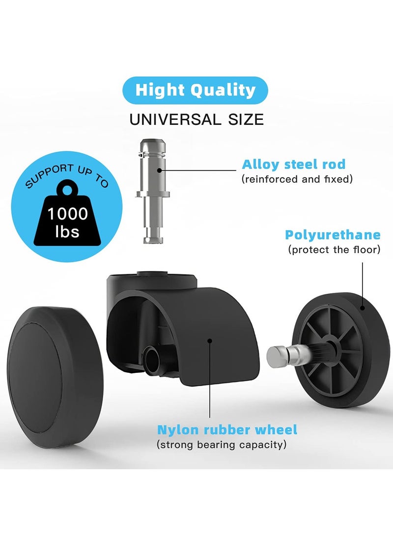 Generic Office Chair Replacement Wheels – Black Durable Casters – 360° Smooth & Silent Rolling – Floor Protection for Wood & Tile – Easy Installation Fits Most Chairs - Image 2