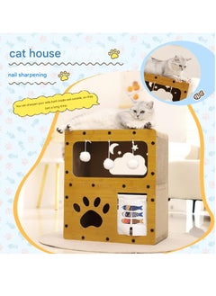 A.M SmartMaster Cat Sharpener for Cat House, 3rd Floor, High Density Cardboard, Cat Tower, Cat Bed, Furniture Toy Included, Prevent Lack of Exercise, Relieve Stress, Easy to Assemble, Double Sided  - Image 2