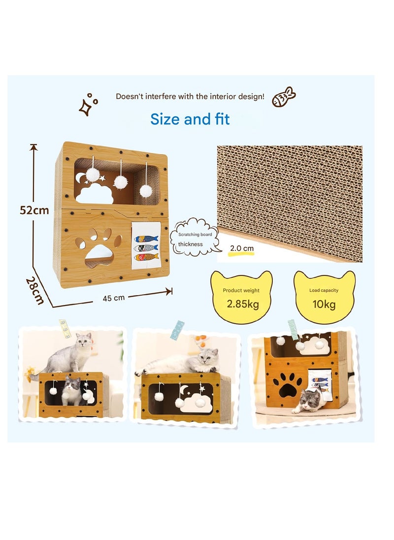 A.M - SmartMaster Cat Sharpener for Cat House, 3rd Floor, High Density Cardboard, Cat Tower, Cat Bed, Furniture Toy Included, Prevent Lack of Exercise, Relieve Stress, Easy to Assemble, Double Sided - Image 1