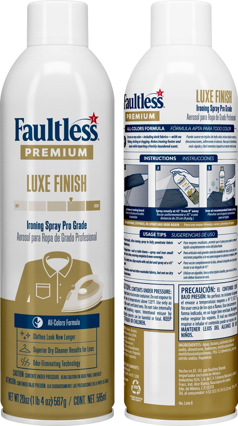 Faultless Premium Luxe Spray Starch (20 Oz, 4 Pack) Spray Starch for Ironing that Makes Your Clothes New Again, Use as a Spray on Starch that Reduces Ironing Time with No Flaking, Sticking or Clogging - Image 2