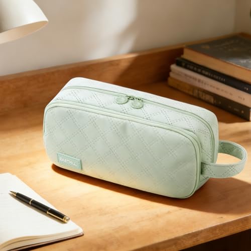 EASTHILL Large Capacity Pencil Case Cute Pencil Pouch with Handle Stationery Pen Bag for Teen Girls-Green - Image 5