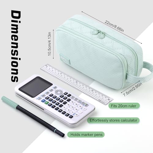 EASTHILL Large Capacity Pencil Case Cute Pencil Pouch with Handle Stationery Pen Bag for Teen Girls-Green - Image 3
