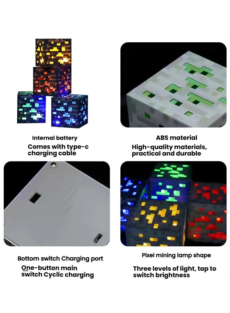 general Minecraft Toys Pixel Red Green Blue Gold Miner's Lamp Bedroom Sleep Holiday Gifts Create a Unique Atmosphere - Image 2