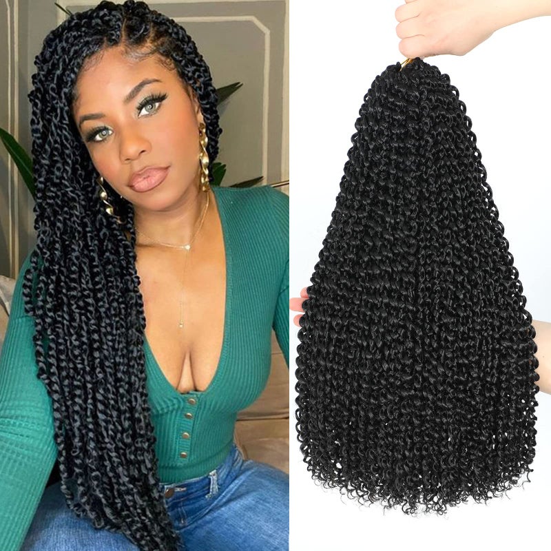 Dansama Passion Twist Hair Water Wave Crochet Hair for Black Women, Long Bohemian Braiding Hair for Boho Locs, Faux Locs, Butterfly Style Crochet Braids Hair Extensions (18inch, 1B, Economy Pack) - Image 1