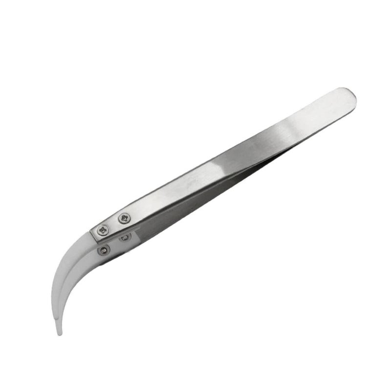 Ceramic Tweezers Stainless Steel Ceramic Tweezers NonConductive High Temperature Resistance 3000 Degrees Applicable to Precision Electrical Operation Silver