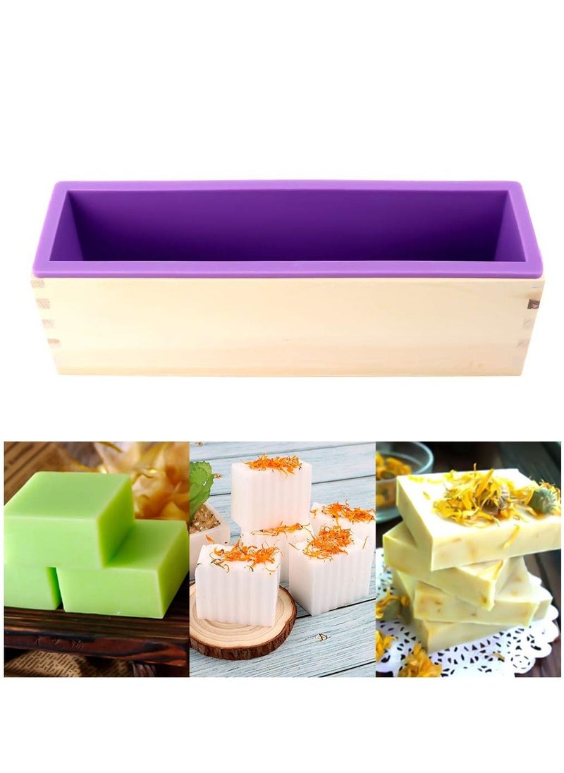 Soap Molds Silicone Soap Mold for Soap Making Rectangular Loaf Soap Mold with Wooden Boxes with Silicone Liner Cover