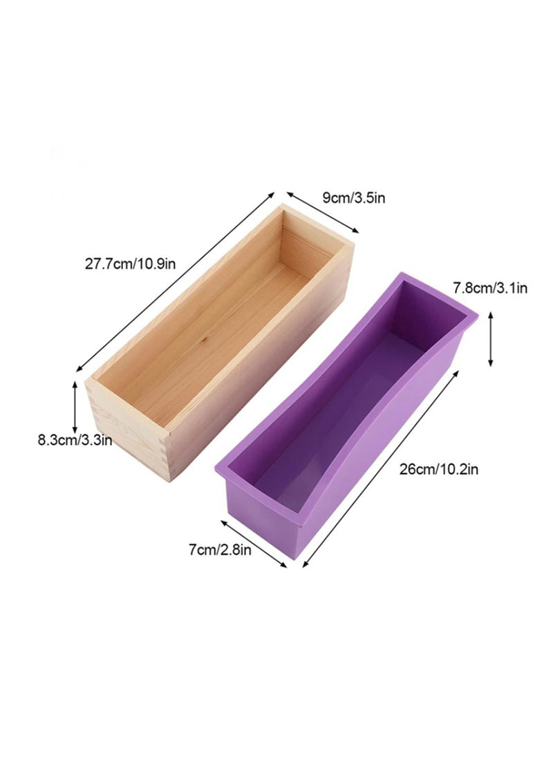 Soap Molds Silicone Soap Mold for Soap Making Rectangular Loaf Soap Mold with Wooden Boxes with Silicone Liner Cover