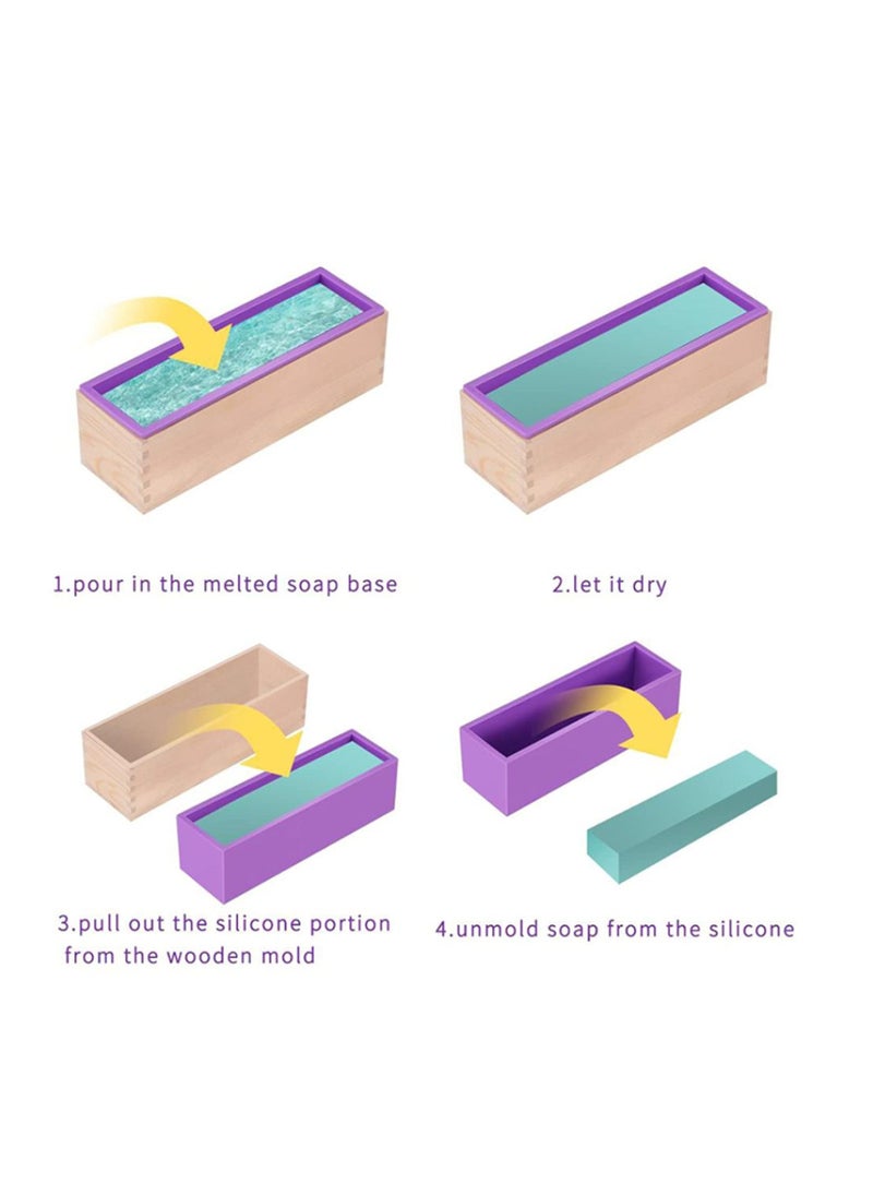 Soap Molds Silicone Soap Mold for Soap Making Rectangular Loaf Soap Mold with Wooden Boxes with Silicone Liner Cover