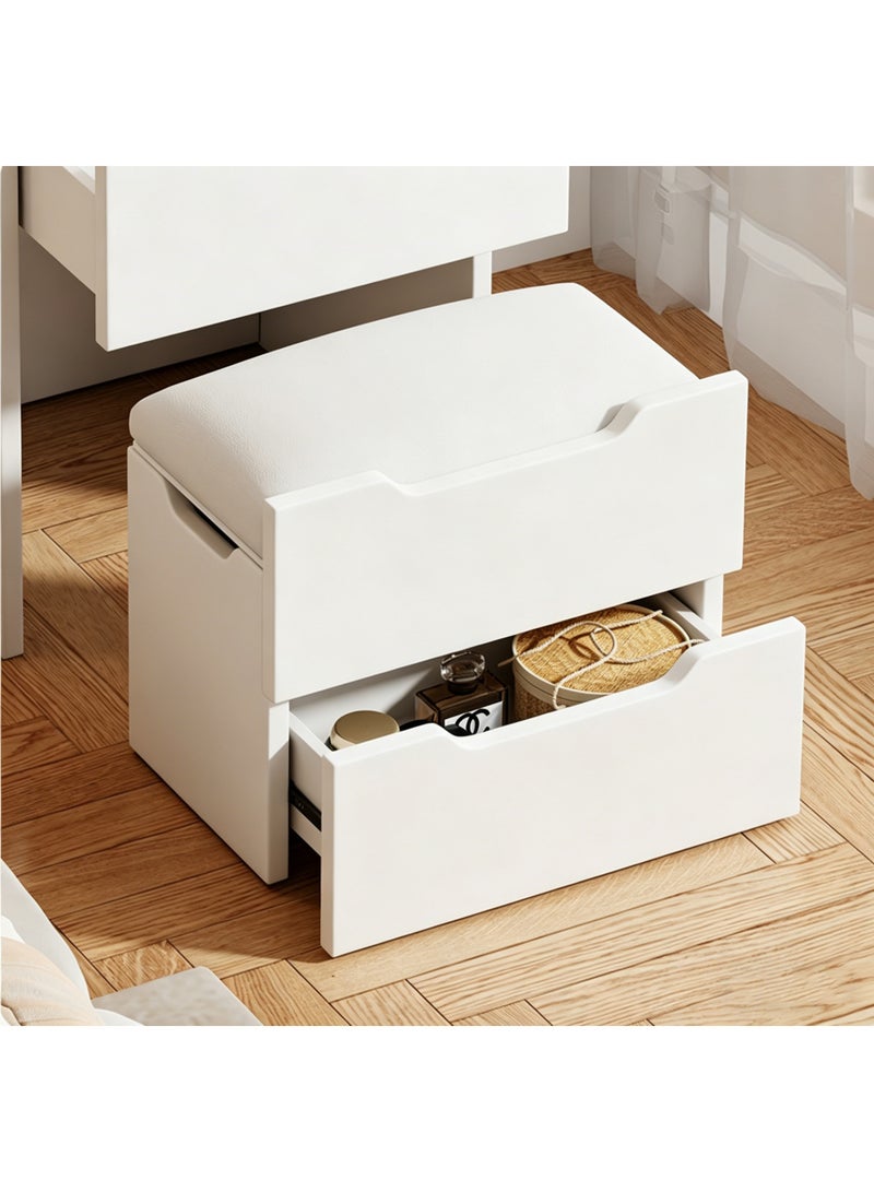 CityRiya-Long Bedroom Dresser, Makeup Vanity Table, Vanity Desk with LED Mirror and Stool, Dressing Table with Chair, Makeup Tables with Cabinet, White Bedroom Bedside Table for Women Girls, SZZ007 - Image 2