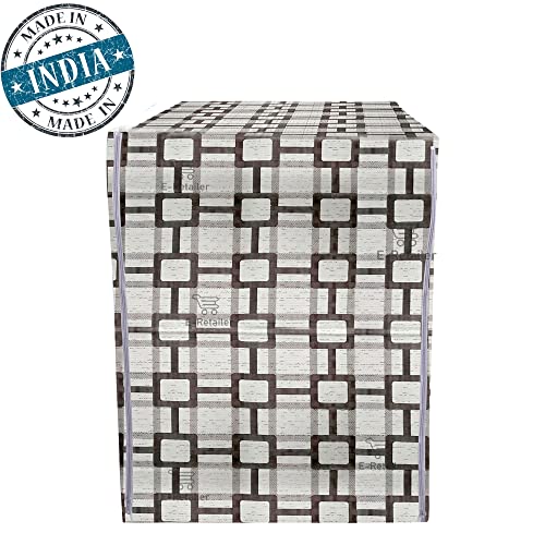 E-Retailer® Waterproof PVC Front Load Washing Machine Cover With Zip Enclosure Suitable For 5kg to 8kg (Color-Geometric White, Size-23x23x35 Inches) - Image 5