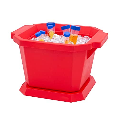 SP Scienceware SP Bel-Art Magic Touch 2 High Performance Red Ice Bucket; 4.0 Liter, with Lid (M16807-4003) - Item Design Might Vary - Image 3