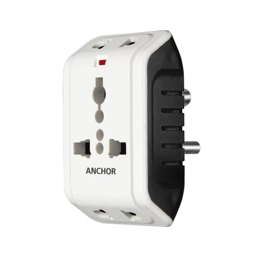 Anchor by Panasonic 6A 3 Pin Multiplug Travel Adapter with Universal Socket | 3 Pin Multi Plug Universal Socket (White) - Image 1