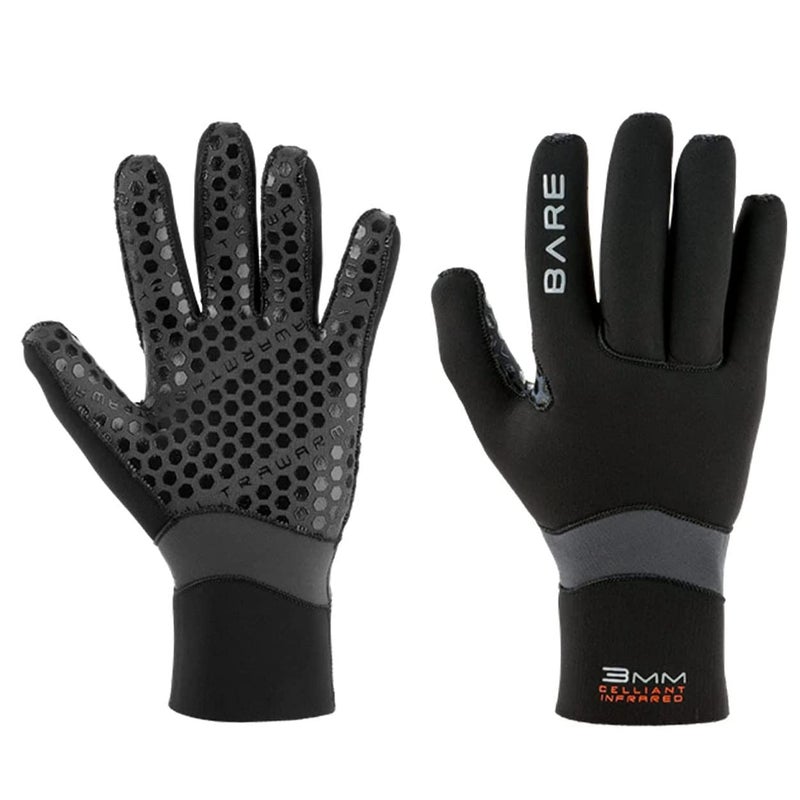 Bare 3MM Ultrawarmth Glove | Neoprene | Made with Unique Omnired Inner Fabric | Great for Diving & Snorkeling | Easy to Put on and take Off | Comfortable | Excellent Dexterity | Unisex | S