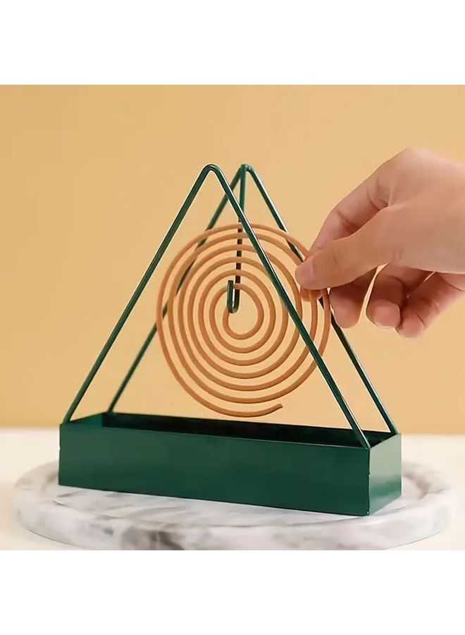 حامل البخور الحديث المعدني الأخضر الحلزوني للبعوض تصميم مثلث ديكور للمنزل والمكتب - Image 1