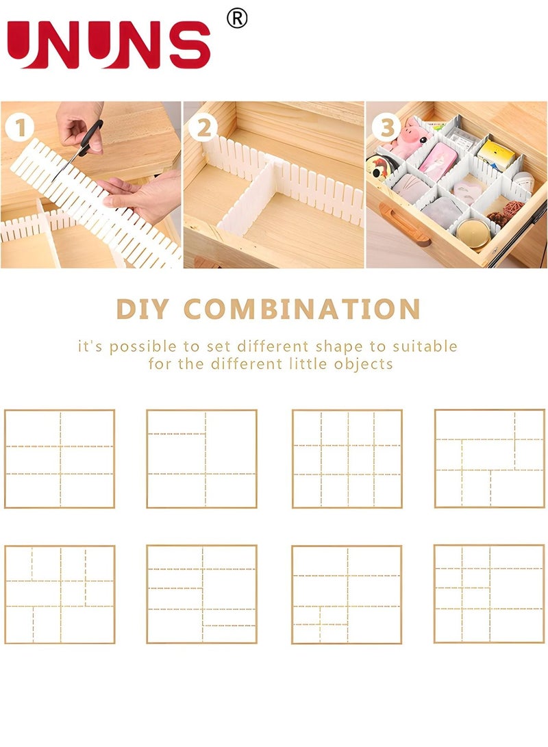 UNUNS 4-Piece Drawer Divider Organizer,DIY Plastic Drawer Dividers With 5 Extension Buckle,Adjustable Drawer Organizer For Socks,Underwear,Makeup,Bedroom,Dresser  - Image 4
