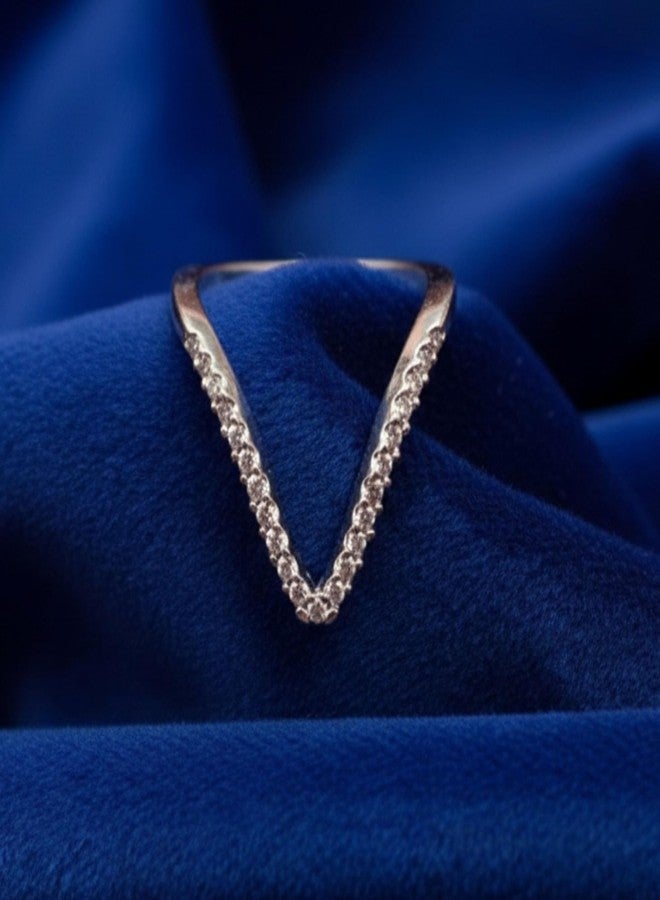 ZEELLO Vanki Rings for Women and Girls | Trending American Diamond V Shape Midi Finger Ring | Stylish Jewellery - Image 5