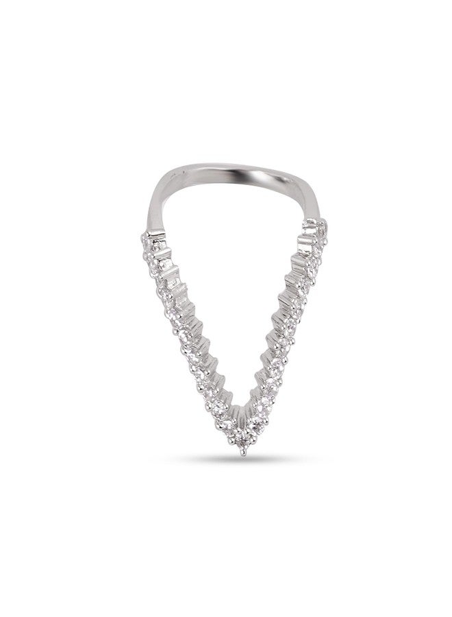 ZEELLO Vanki Rings for Women and Girls | Trending American Diamond V Shape Midi Finger Ring | Stylish Jewellery - Image 1
