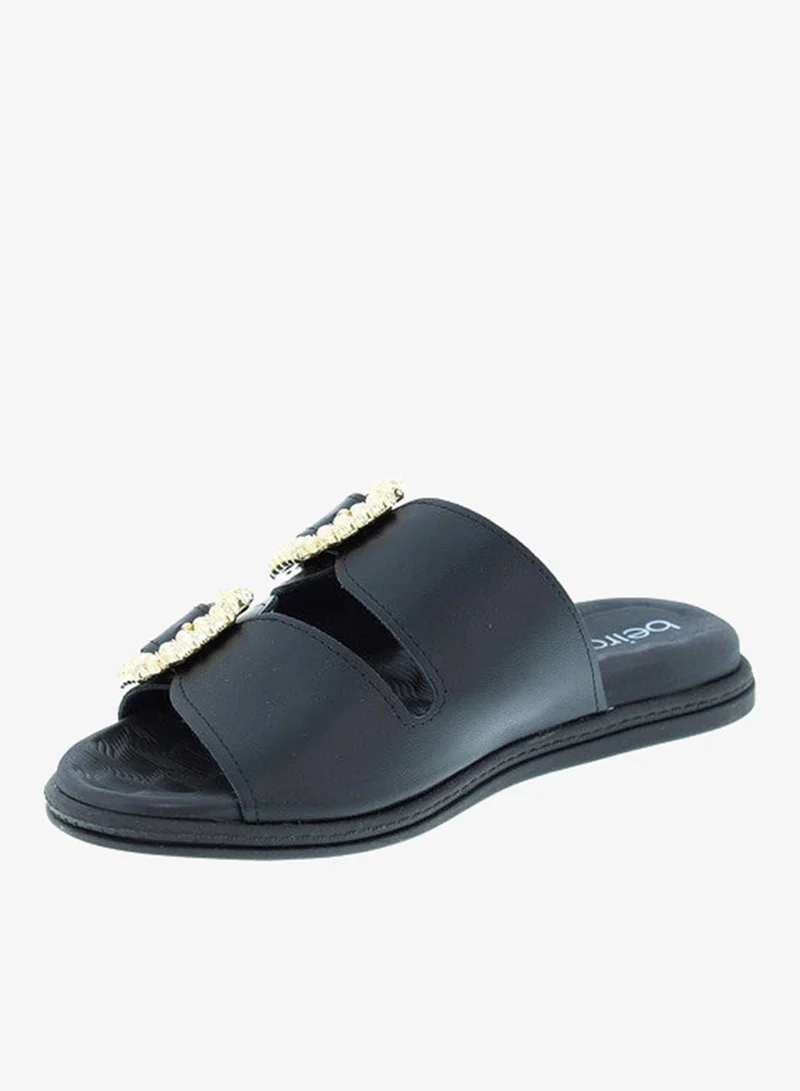 Beira Rio Black Flat Sandals for Women – Stylish Ladies Flat Sandals & Comfortable Flat Slippers for Women | Best Price UAE