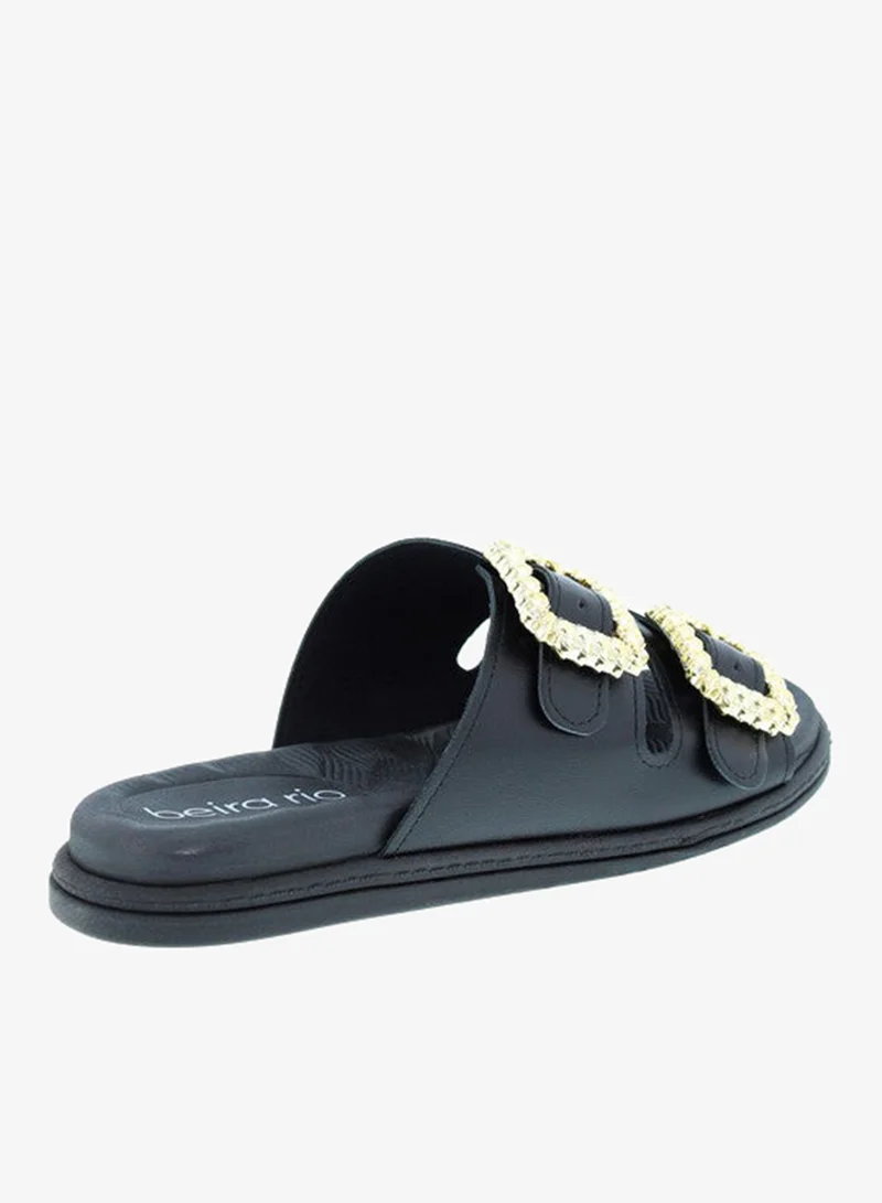Beira Rio Black Flat Sandals for Women – Stylish Ladies Flat Sandals & Comfortable Flat Slippers for Women | Best Price UAE
