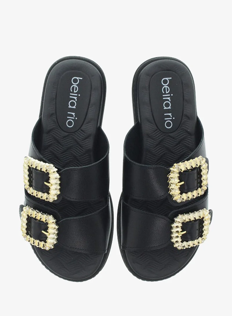 Beira Rio Black Flat Sandals for Women – Stylish Ladies Flat Sandals & Comfortable Flat Slippers for Women | Best Price UAE