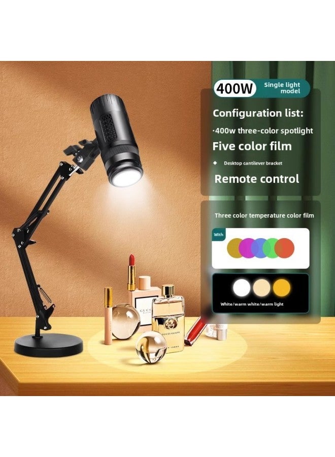 Jewelry Special Fill Light Live Studio Desktop Spotlight Photo Accessories Still Life Wenwan Jade Lighting Indoor Shooting-Light Source Color: 30W Three-color Spotlight Desktop Cantilever (5-color Dw  - Image 1