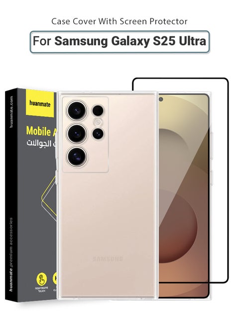 2 in 1 Samsung Galaxy S25 Ultra Protection Pack - Ultra Clear Shockproof Case & Edge-to-Edge Screen Protector, 360 Degree Protection, Back Cover & Screen Protector for Samsung Galaxy S25 Ultra