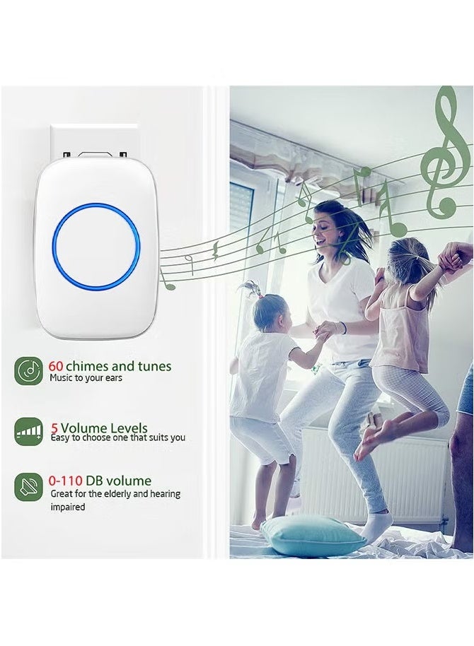 Betaoby Waterproof Wireless Doorbell with LED Flash, Over 1000 Feet Range, 60 Sounds and 5 Levels of Volume, Cordless Doorbell for Home, Office, Apartment, Hotel, Warehouse and Anti-Theft White - Image 3
