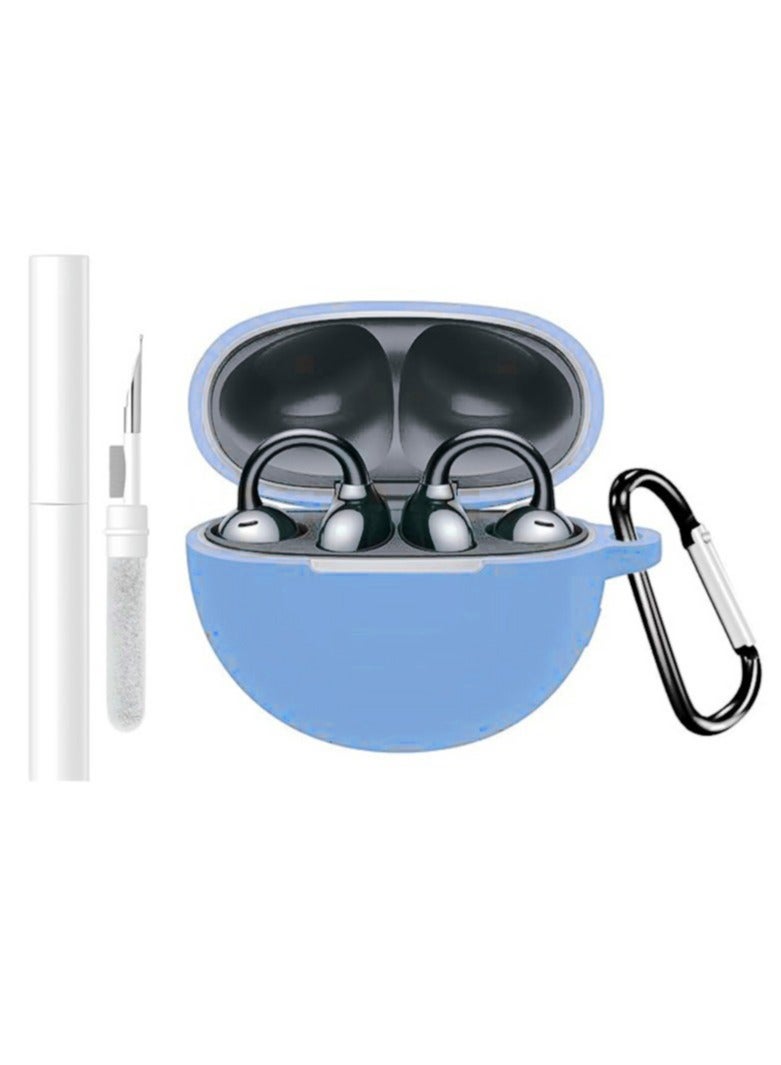 Silicone Case for HUAWEI FreeClip Case Cover with Keychain/Cleaner Kit (Sky Blue, Enhanced) - Image 1