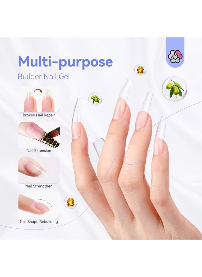 Saviland - 5 in 1 Clear Builder Nail Gel - 15ml Quick Building Nail Strengthener Gel Castor Oil Vitamin E Builder Nail Gel in a Bottle for Damage Nail Repair Nail Extension Nail Decoration Professionals - Image 1
