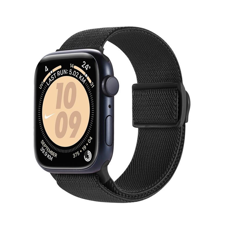 إيروريكس سوار ساعة من النايلون بمشبك سريع الإغلاق من ألياف الكربون لساعة Apple Watch Series 4 مقاس 44 مم (أسود) - Image 1