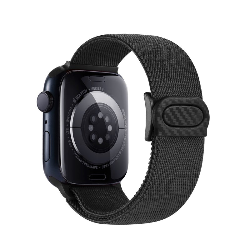 إيروريكس سوار ساعة من النايلون بمشبك سريع الإغلاق من ألياف الكربون لساعة Apple Watch Series 4 مقاس 44 مم (أسود) - Image 2