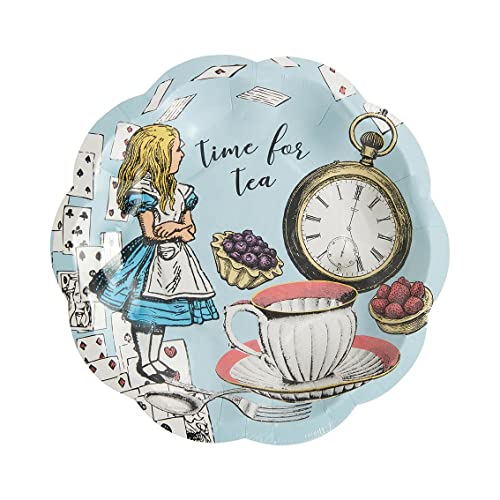 Talking Tables 12 x Alice in Wonderland Disposable Paper Plates Onederland Birthday Party Supplies Ideal for Mad Hatter Themed Tea Party, Mother's Day Surprise, Baby Shower 6.6" - Image 1