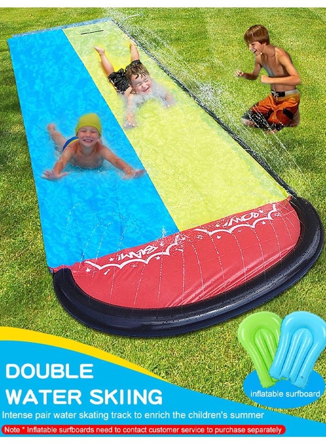 Water Slip Slide,2 Bodyboards Lawn Water Slides Slip N Waterslides Summer Water Toy with Build in Sprinkler for Backyard Outdoor Water Fun for Kids Adults Splash & Slide for Backyards - Image 1