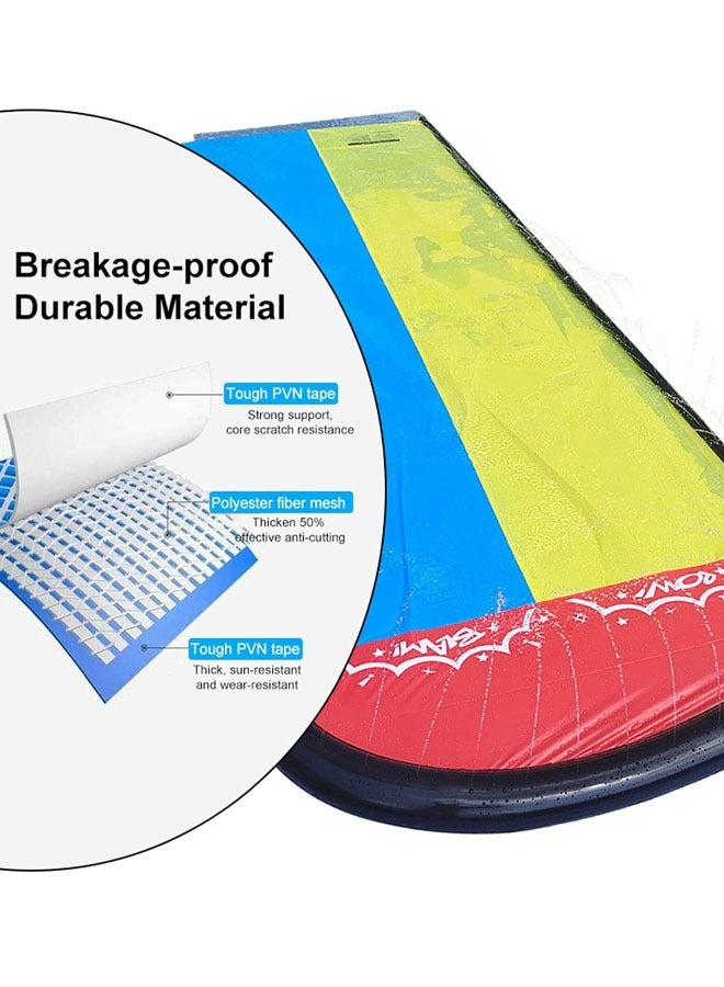 Water Slip Slide,2 Bodyboards Lawn Water Slides Slip N Waterslides Summer Water Toy with Build in Sprinkler for Backyard Outdoor Water Fun for Kids Adults Splash & Slide for Backyards - Image 4