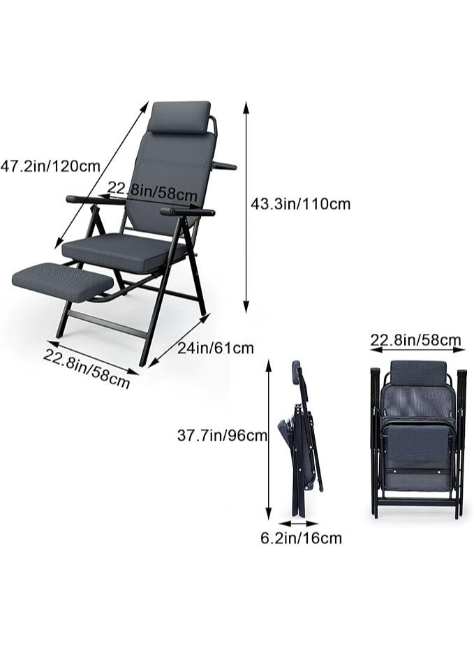 Living Foldable Relaxing Chair – Black with Leg Rest | Comfortable & Durable for Outdoor & Indoor Use - Image 3