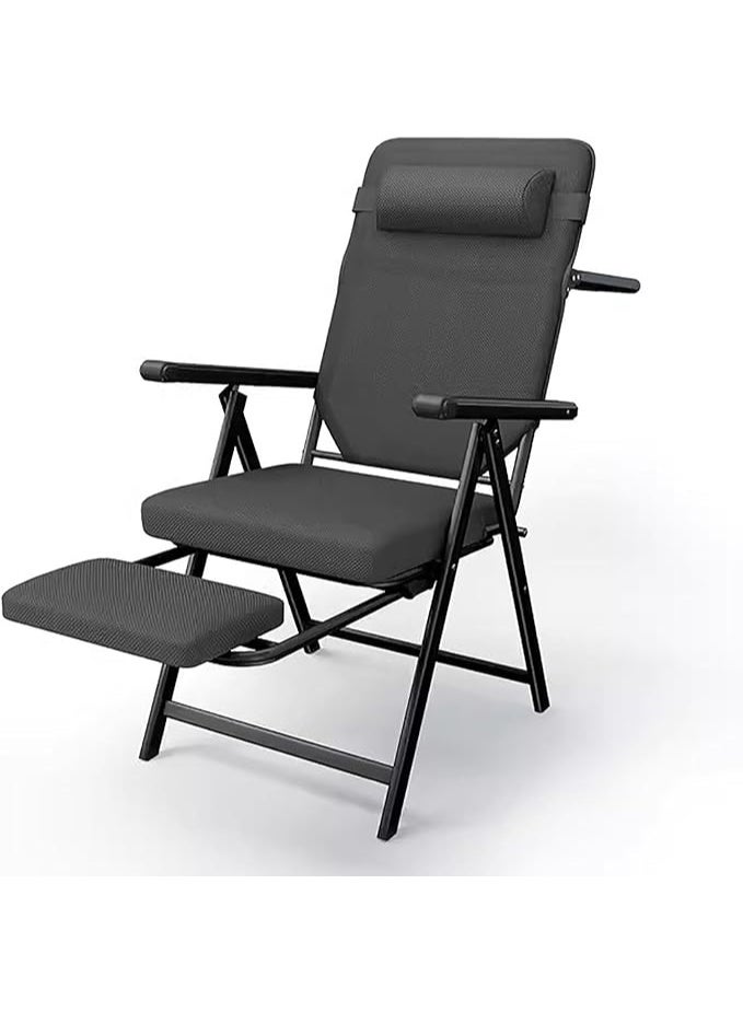 Living Foldable Relaxing Chair – Black with Leg Rest | Comfortable & Durable for Outdoor & Indoor Use - Image 2