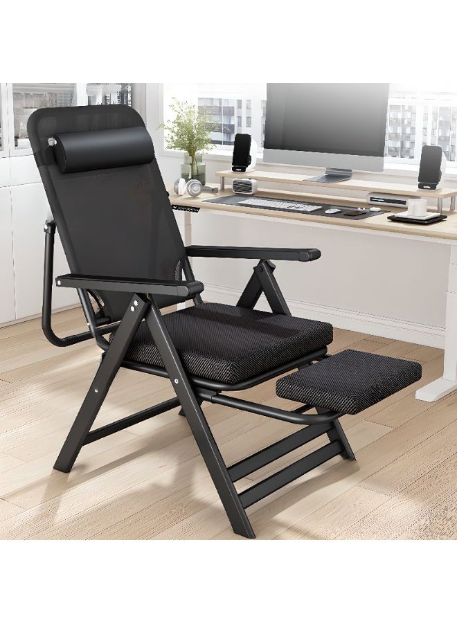 Living Foldable Relaxing Chair – Black with Leg Rest | Comfortable & Durable for Outdoor & Indoor Use - Image 1