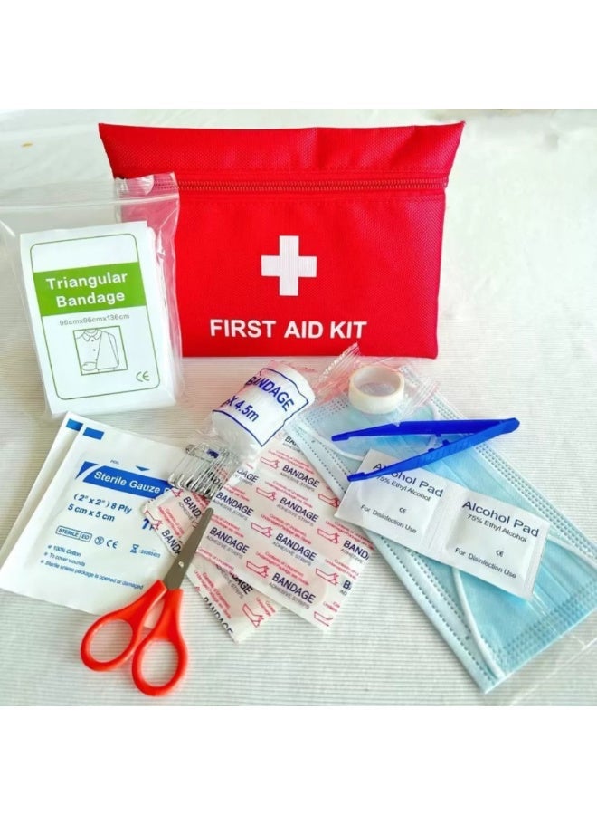 EFAHS 46-Piece First Aid Kit | Portable Emergency Medical Kit | Travel, Home, Office & Car Safety Kit | Compact Red Pouch - Image 2