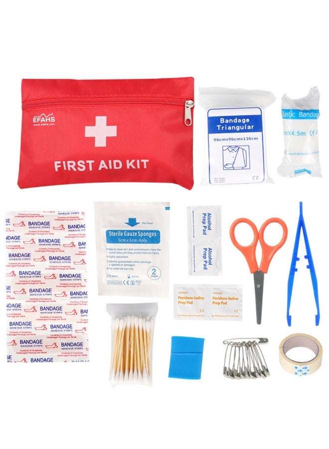 EFAHS 46-Piece First Aid Kit | Portable Emergency Medical Kit | Travel, Home, Office & Car Safety Kit | Compact Red Pouch - Image 3